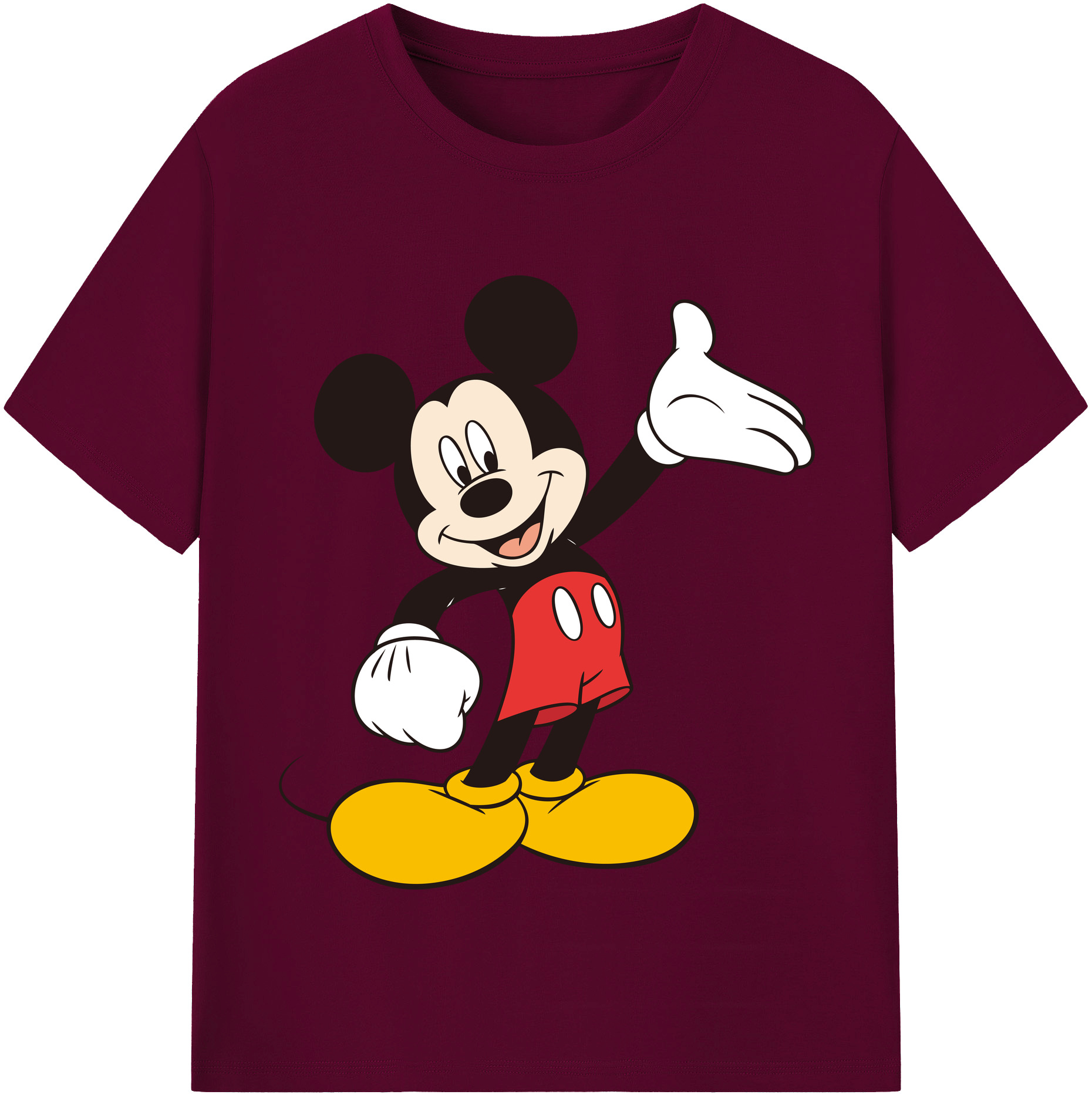 （画像用） ミッキーマウス Mickey Mouse レディースカジュアルプリントTシャツ（綿100％）